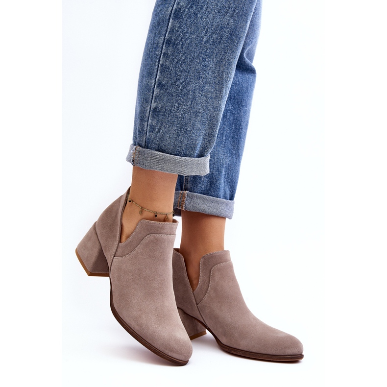 Botines de ante con tacones altos recortados, Dalros beige claro 2