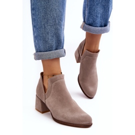 Botines de ante con tacones altos recortados, Dalros beige claro 6