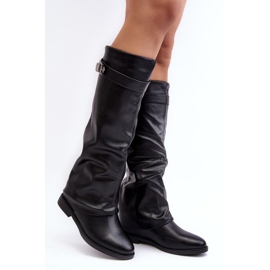 Botas planas de mujer con parte superior fruncida, Tercella negra negro 1