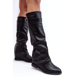 Botas planas de mujer con parte superior fruncida, Tercella negra negro 4