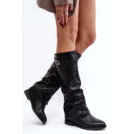 Botas planas de mujer con parte superior fruncida, Tercella negra negro 5