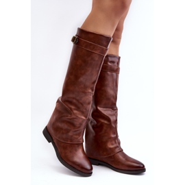 Botas Planas de Mujer con Parte Superior Fruncida, Tercella Marrón 1