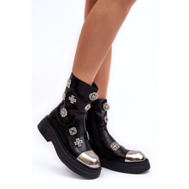 S.Barski Botines de piel con aislamiento y adornos D&amp;A MR870-14A Negro 2