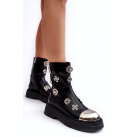 S.Barski Botines de piel con aislamiento y adornos D&amp;A MR870-14A Negro 3