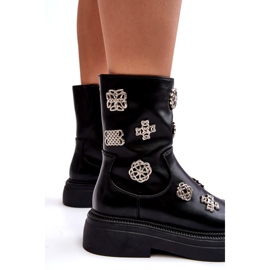 S.Barski Botines de piel con aislamiento y adornos D&amp;A MR870-14A Negro 4