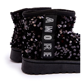 Botas de nieve para niñas aisladas con lentejuelas negras negro 1