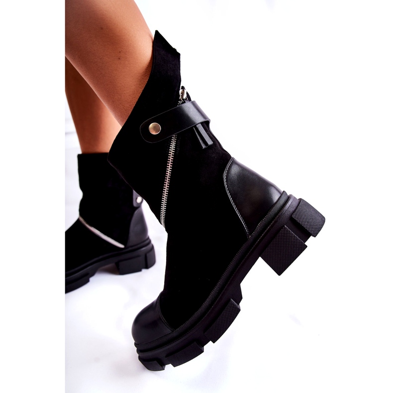 Seastar Botas De Mujer De Moda De Ante Con Cremallera Negro Kandell 3