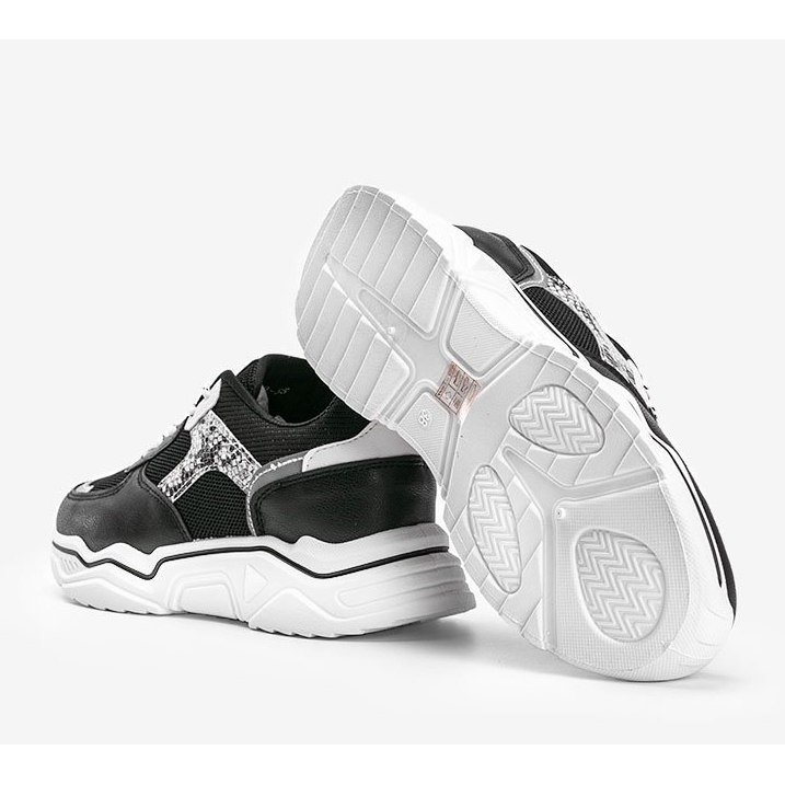 Deportivas negras de suela gruesa con estampado de piel de serpiente Anika negro 1 Deportivas negras de suela gruesa con estampado de piel de serpiente Anika negro 1