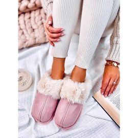 Otteys Zapatillas de casa de mujer rosa con pelo rosado 2