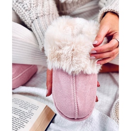 Otteys Zapatillas de casa de mujer rosa con pelo rosado 3
