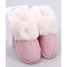 Otteys Zapatillas de casa de mujer rosa con pelo 1