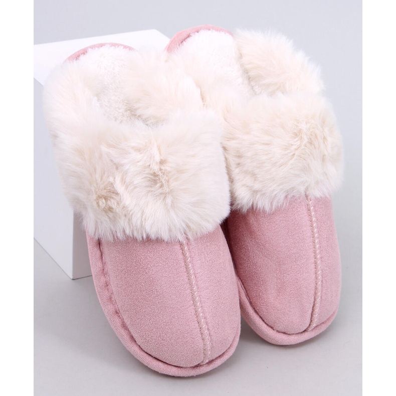 Otteys Zapatillas de casa de mujer rosa con pelo 1