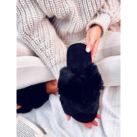 Pantuflas con tiras cruzadas de pelo Parris Black negro 2