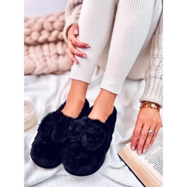 Pantuflas de pelo con lazo Emres Negro 2
