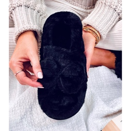 Pantuflas de pelo con lazo Emres Negro 3