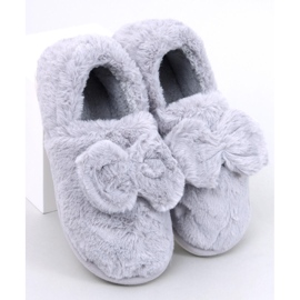 Pantuflas de pelo Emres gris con lazo 1 Pantuflas de pelo Emres gris con lazo 1