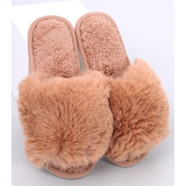 Kemars Pantuflas de piel con puntera abierta Camel marrón 1
