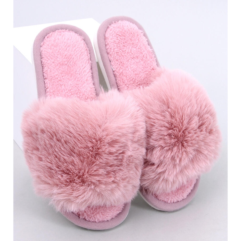 Pantuflas con puntera abierta de pelo Kemars rosa 1