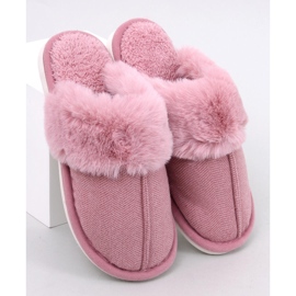 Pantuflas Skeen espiga rosa oscuro con pelo 1