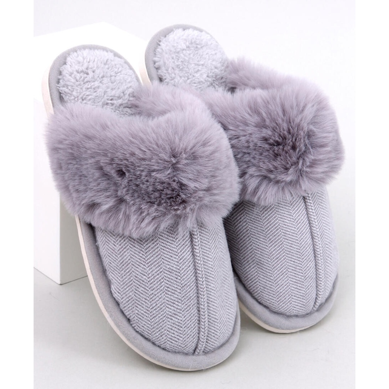 Pantuflas espiga gris con pelo Skeen 1 Pantuflas espiga gris con pelo Skeen 1