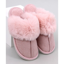 Pantuflas de espiga con pelo Skeen, Rosa Polvo 1