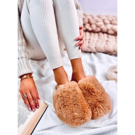 Pantuflas de pelo mujer Calvert Camel marrón 2