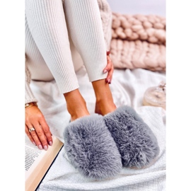 Pantuflas de pelo para mujer Calvert, gris 3
