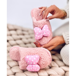 Zapatillas infantiles infantiles rosa con lazo. rosado 3