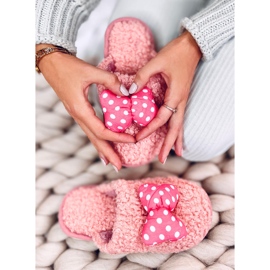 Pantuflas niño salmón con lazo rosado 2