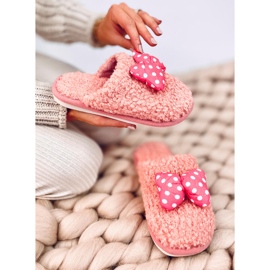 Pantuflas niño salmón con lazo rosado 3