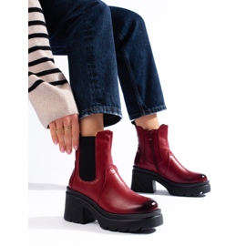 Botas Chelsea rojas de mujer de Daszyński rojo 1