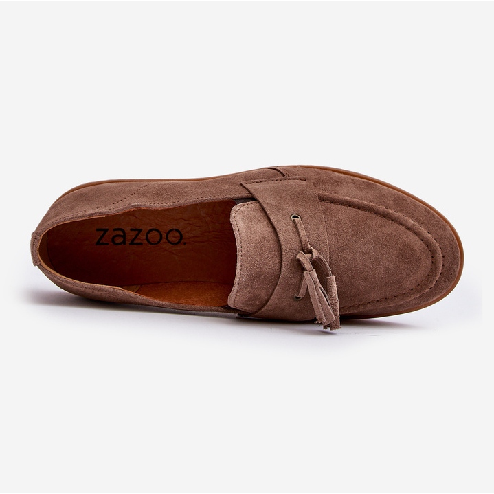 Zapatos Mocasines Hombre Ante Zazoo 1566 Marrón 2