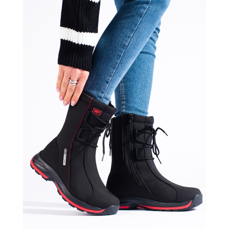 Zapatos de trekking de mujer con abrigo de piel de oveja DK negro 1