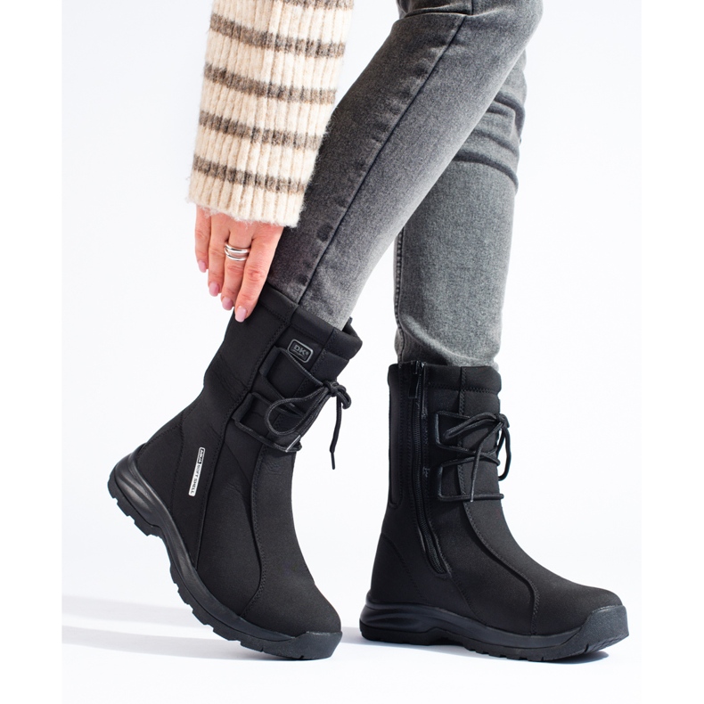 Zapatos de trekking de mujer con abrigo de piel de oveja DK negro 1