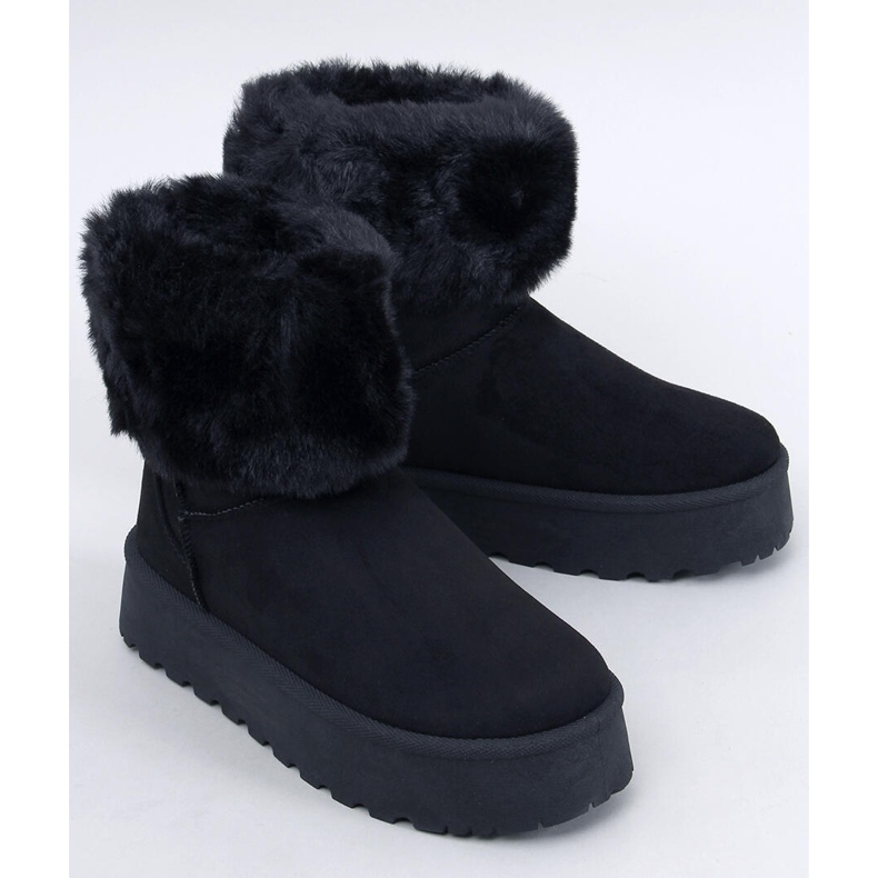 Botas de nieve Tayna negras con plataforma y pelo negro 1
