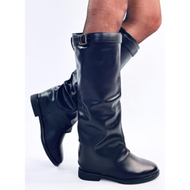 Annse Botas negras de doble corte negro 4