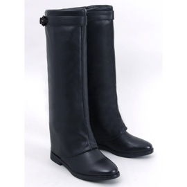 Annse Botas negras de doble corte negro 1