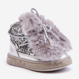 Botas de nieve para niños con pelo y lentejuelas, plata Bryana 1 Botas de nieve para niños con pelo y lentejuelas, plata Bryana 1