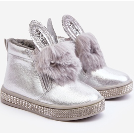 Botas de nieve infantiles Mothia plateadas con cremallera plata 7