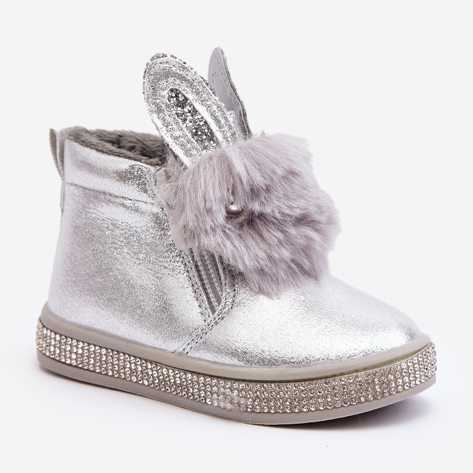 Botas de nieve infantiles Mothia plateadas con cremallera plata 2