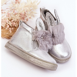 Botas de nieve infantiles Mothia plateadas con cremallera plata 4