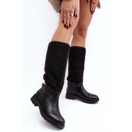 Botas por encima de la rodilla para mujer con pelo, negro Bellama 4