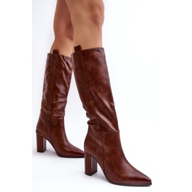 Botas por encima de la rodilla de mujer con aislamiento y tacón alto marrón Genzani 3