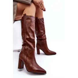 Botas por encima de la rodilla de mujer con aislamiento y tacón alto marrón Genzani 7