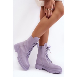 Botas Obrera Mujer, Ecopiel, Morado Irande violeta 8