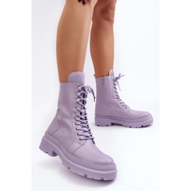 Botas Obrera Mujer, Ecopiel, Morado Irande violeta 10