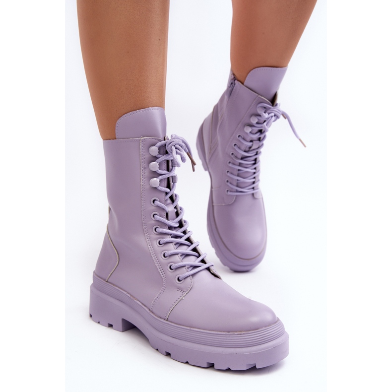 Botas Obrera Mujer, Ecopiel, Morado Irande violeta 1