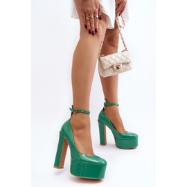 Zapatos de salón lacados con plataforma enorme y tacón de aguja, Ninames verde 3