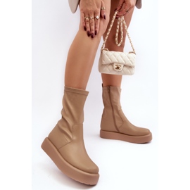 Botas Mujer Plataforma Ecopiel Beige Algedi 4