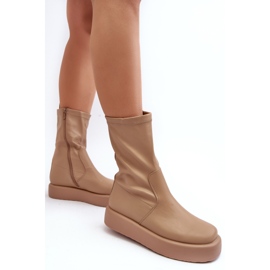 Botas Mujer Plataforma Ecopiel Beige Algedi 7
